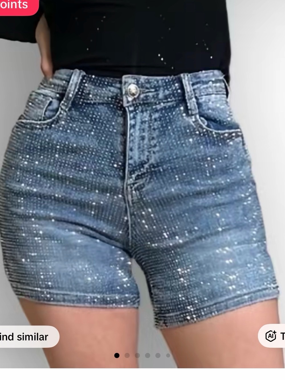 Mom Denim Shorts- Full Rhinestone